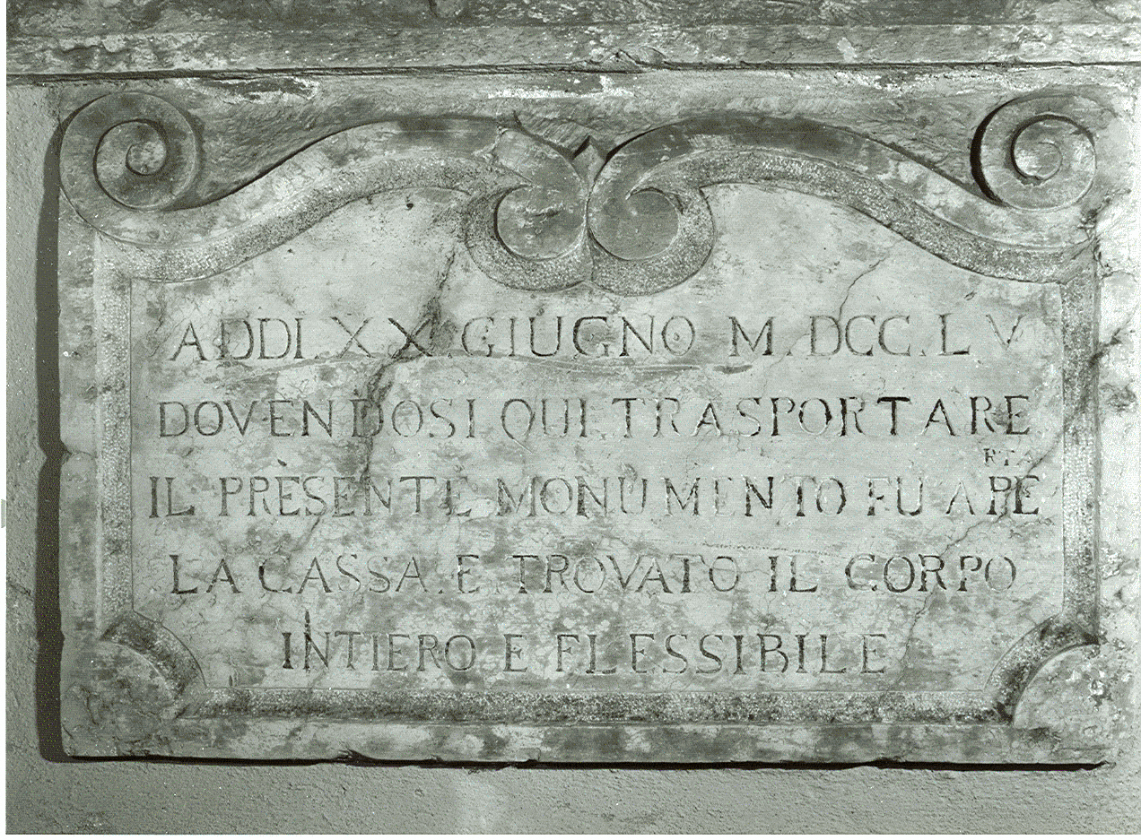 lapide, opera isolata - ambito italiano (sec. XVIII)