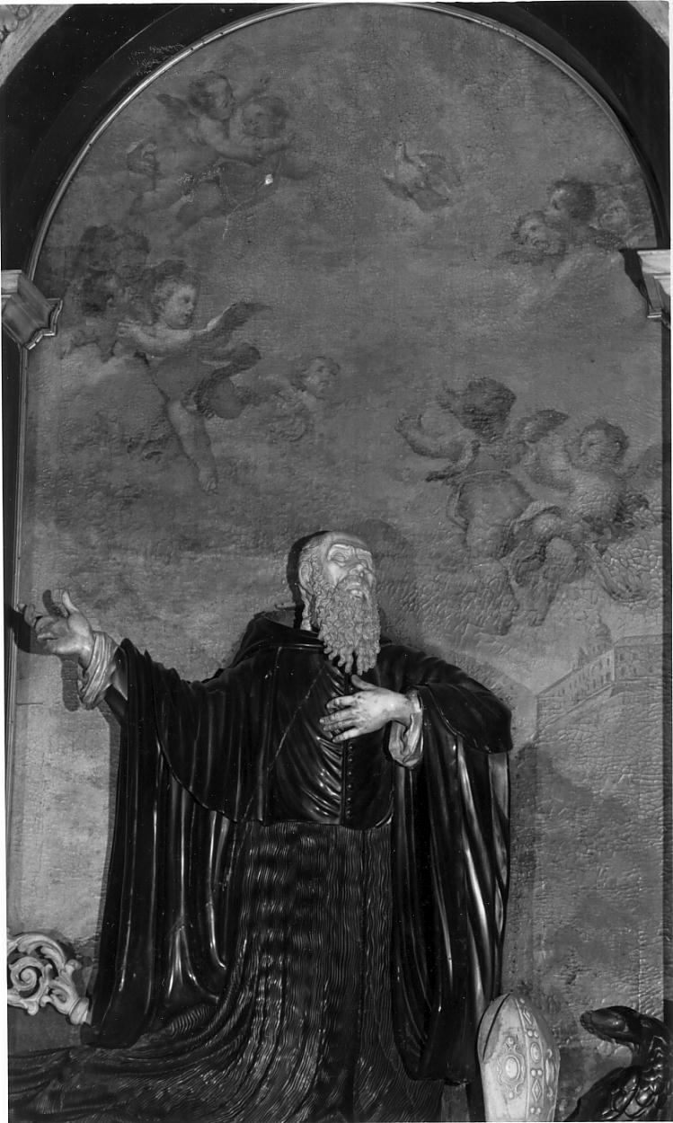 San Benedetto genuflesso (statua, elemento d'insieme) di Carra Giovanni Antonio (attribuito) (sec. XVII)