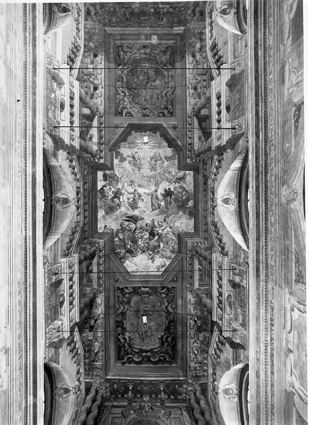 decorazione dipinta a quadrature (dipinto, elemento d'insieme) di Sandrini Tommaso (attribuito) (sec. XVII)