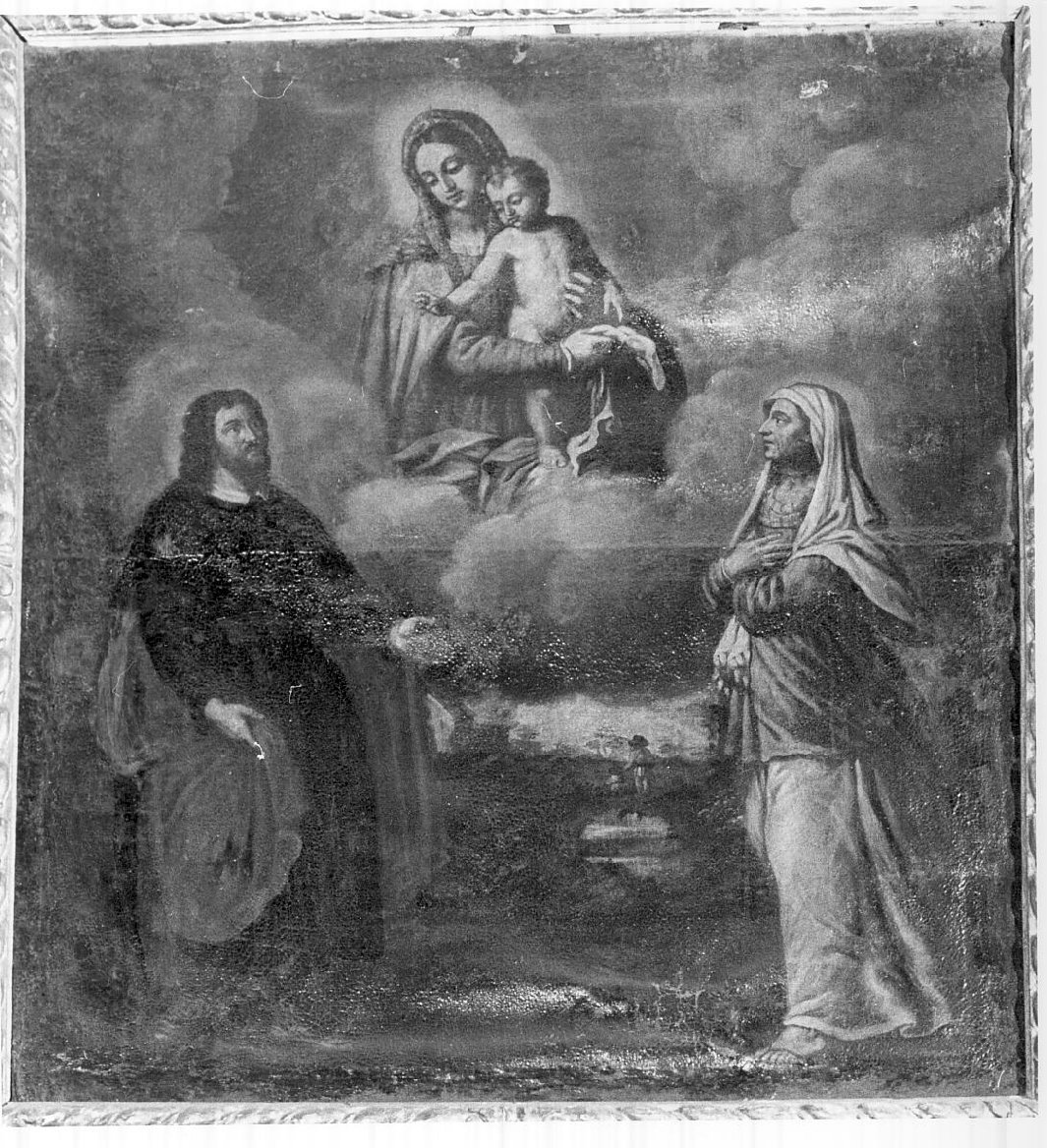 Madonna con Bambino tra Beati (dipinto, opera isolata) - ambito lombardo (seconda metà sec. XVII)