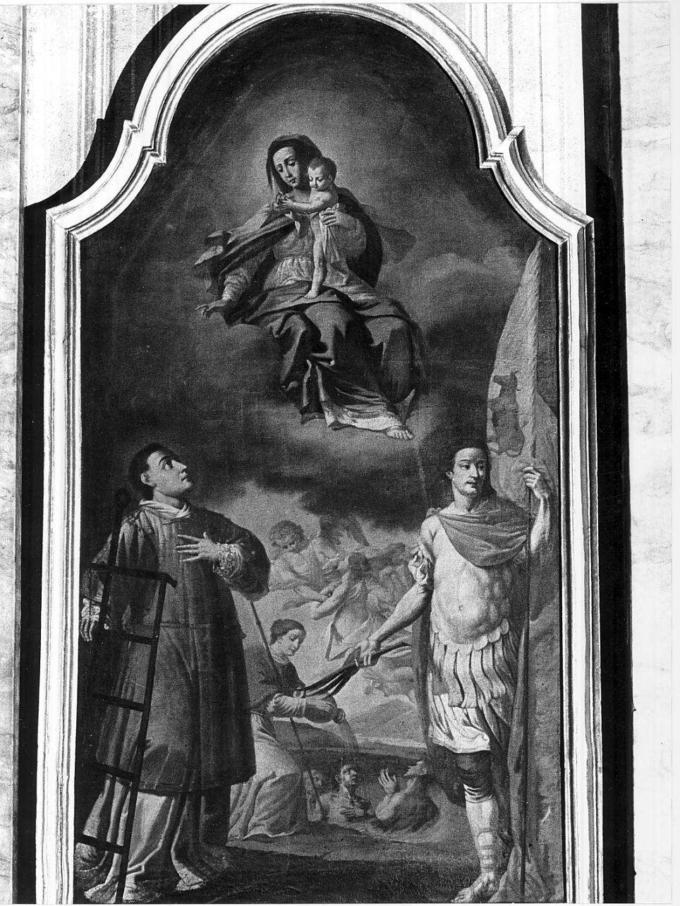 Madonna con San Lorenzo e San Fermo (dipinto, opera isolata) - ambito italiano (sec. XVII)