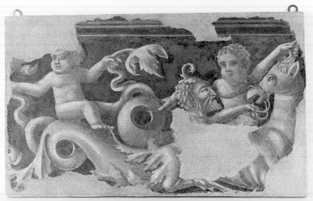 putti cavalcanti creature antropomorfe (dipinto, opera isolata) - ambito italiano (prima metà sec. XVI)