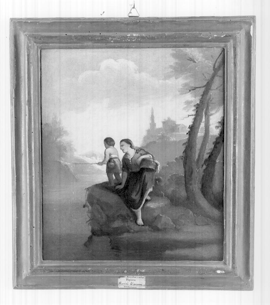 scena campestre con madre e bambino (dipinto, opera isolata) di Morini Giovanni (attribuito) (inizio sec. XIX)