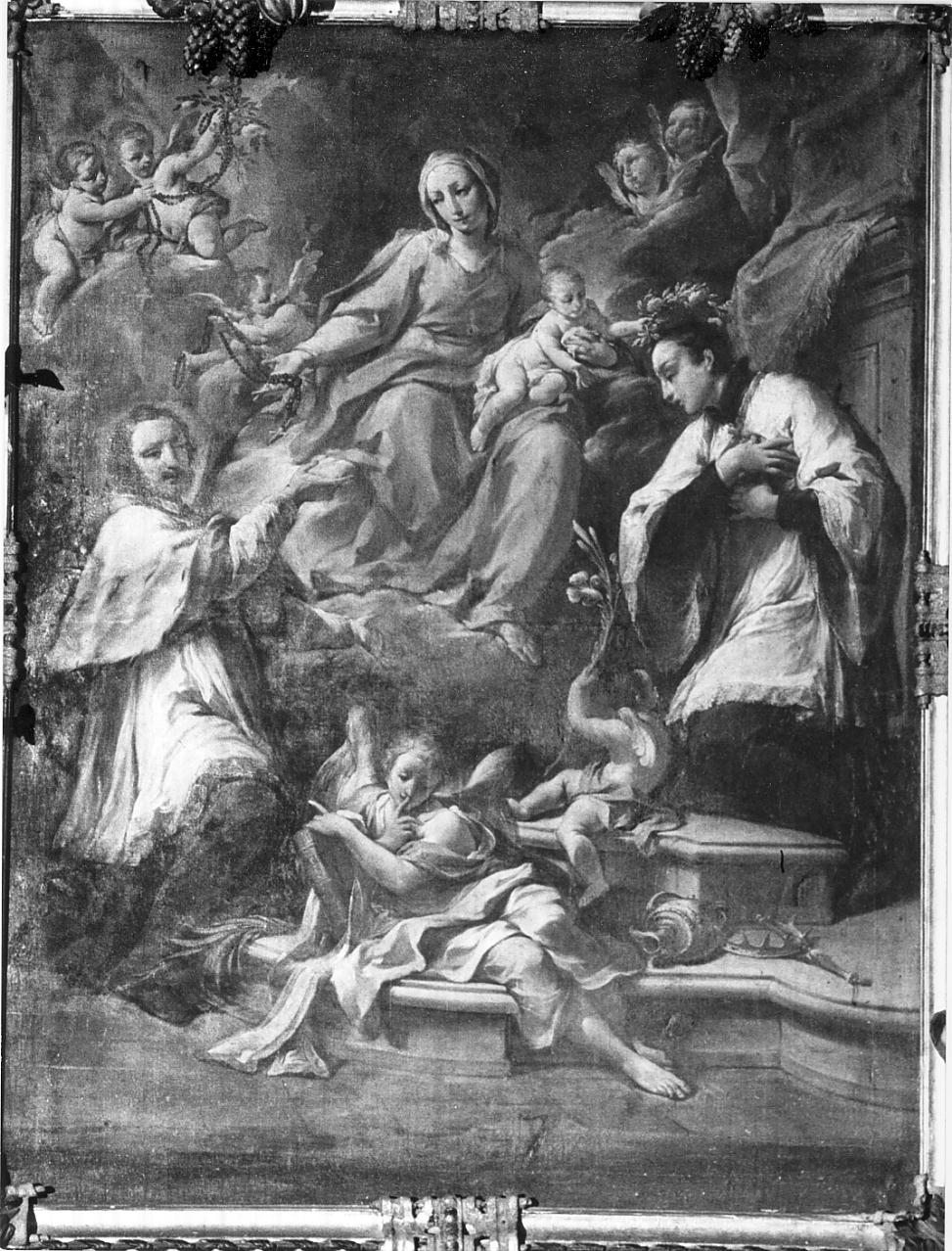 Madonna del Rosario (pala d'altare, opera isolata) di Monti Francesco (attribuito) (metà sec. XVIII)