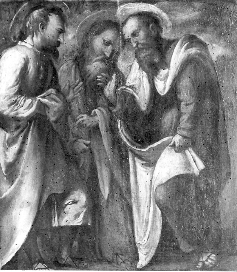 Tre apostoli (dipinto, opera isolata) di Romani Girolamo detto Romanino (sec. XVI)