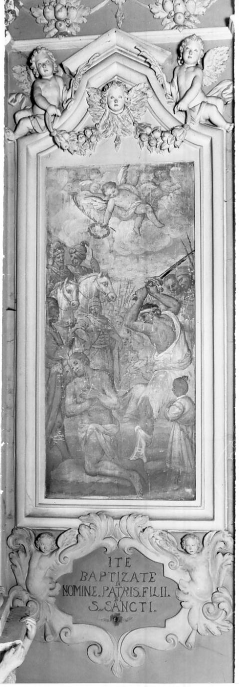 Sant'Innocenzo distribuisce i suoi averi ai poveri (decorazione plastico-pittorica, elemento d'insieme) - ambito Italia settentrionale (fine/inizio secc. XVII/ XVIII)