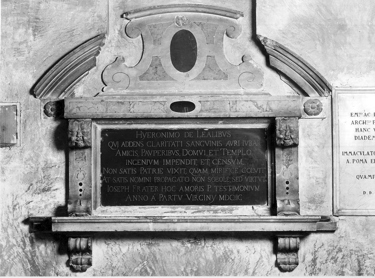 Geronimo Leali (lapide) - ambito Italia settentrionale (sec. XVII)