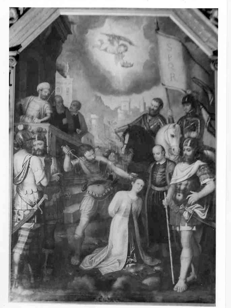 martirio di Santa Lucia (dipinto, opera isolata) di Rosa Pietro (attribuito) (seconda metà sec. XVI)
