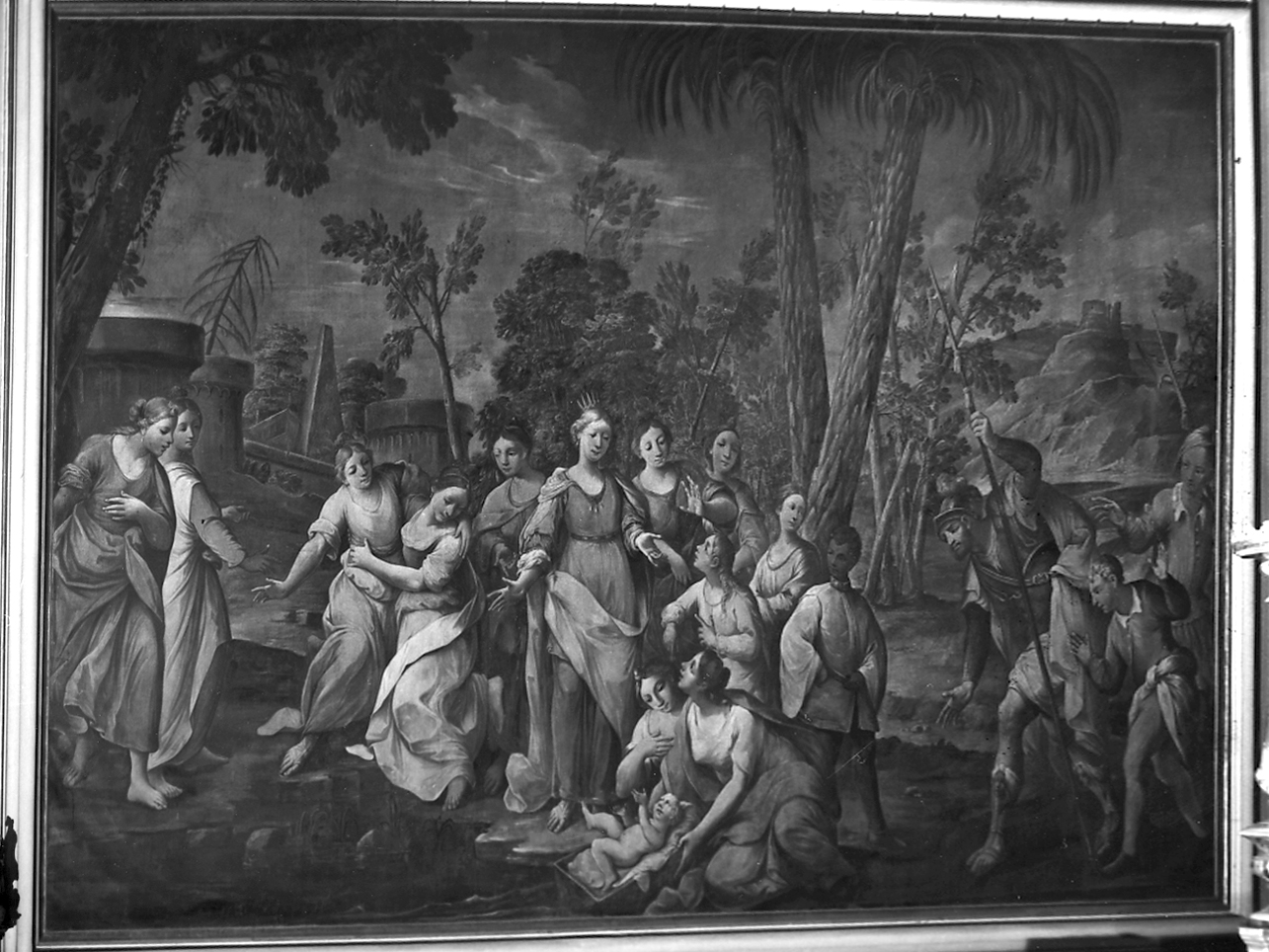 Mosè salvato dalle acque (dipinto, opera isolata) di Falli Giuseppe (attribuito) (sec. XVIII)