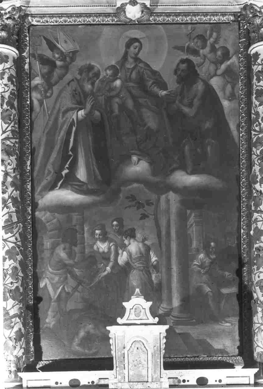 Madonna con Bambino, Sant'Eligio e San Giovanni Battista (dipinto, opera isolata) di Zugno Francesco (attribuito) (primo quarto sec. XVII)