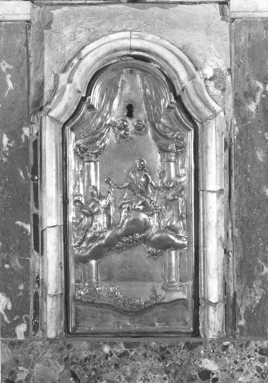San Giovanni Battista con Santo vescovo e Santo martire (sportello di tabernacolo, opera isolata) - ambito bresciano (sec. XVII)