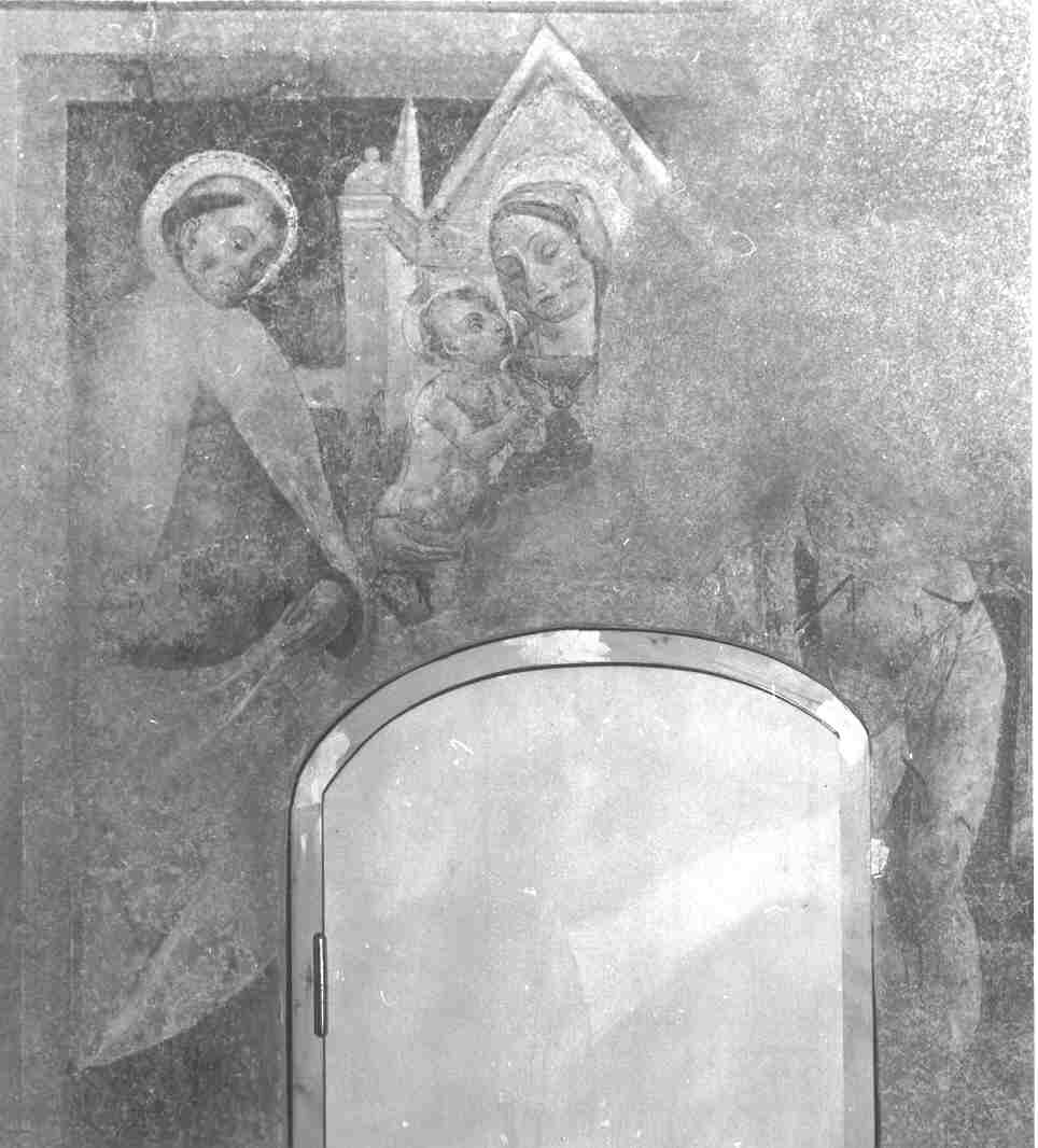 Madonna con Bambino, San Sebastiano e Santo carmelitano (dipinto, opera isolata) - ambito lombardo (metà sec. XV)