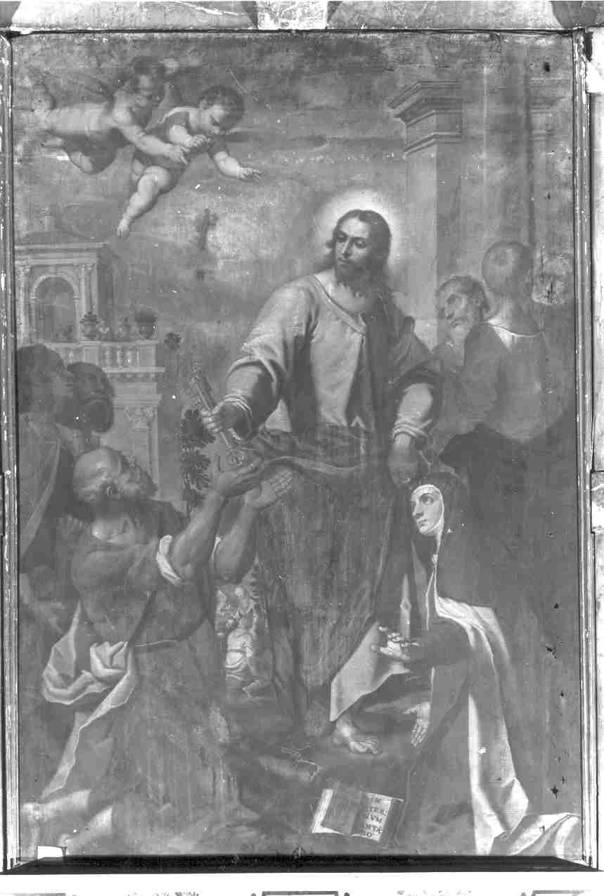 Cristo consegna le chiavi a San Pietro (dipinto, opera isolata) di Gandino Antonio (attribuito) (inizio sec. XVII)