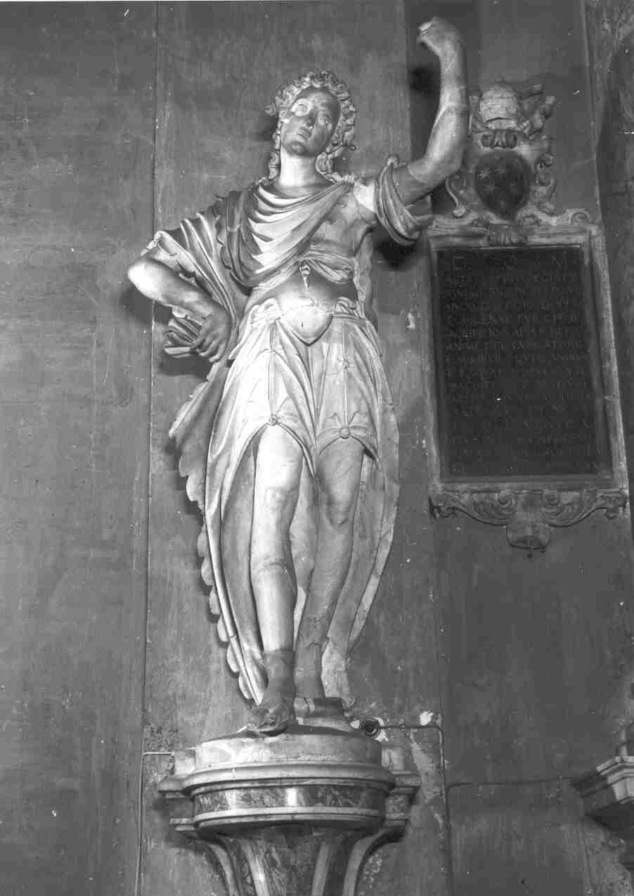 angelo (statua, pendant) di Carra Giovanni Antonio (attribuito) (primo quarto, prima metà sec. XVII, sec. XVIII)
