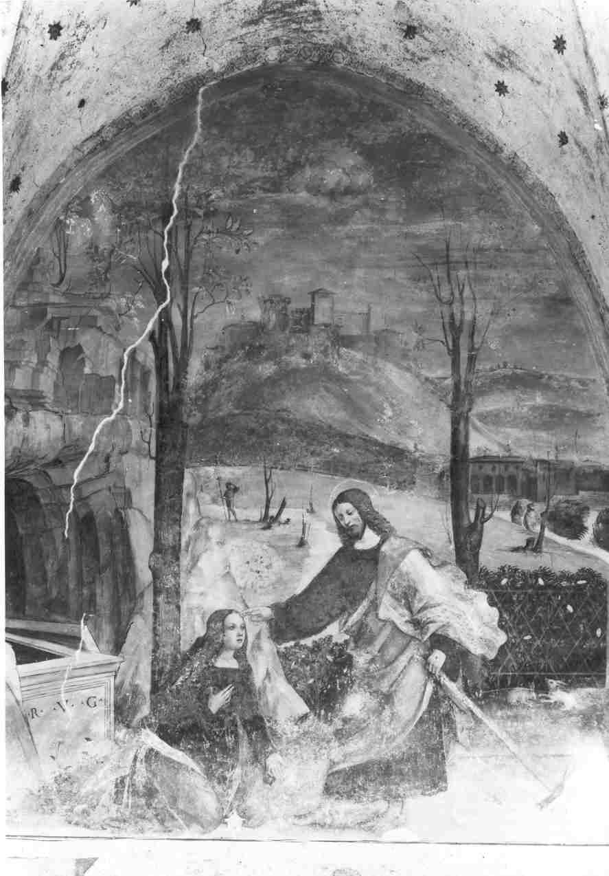 apparizione di Cristo risorto a Santa Maria Maddalena (dipinto, opera isolata) di Ferramola Floriano (attribuito) (sec. XVI)