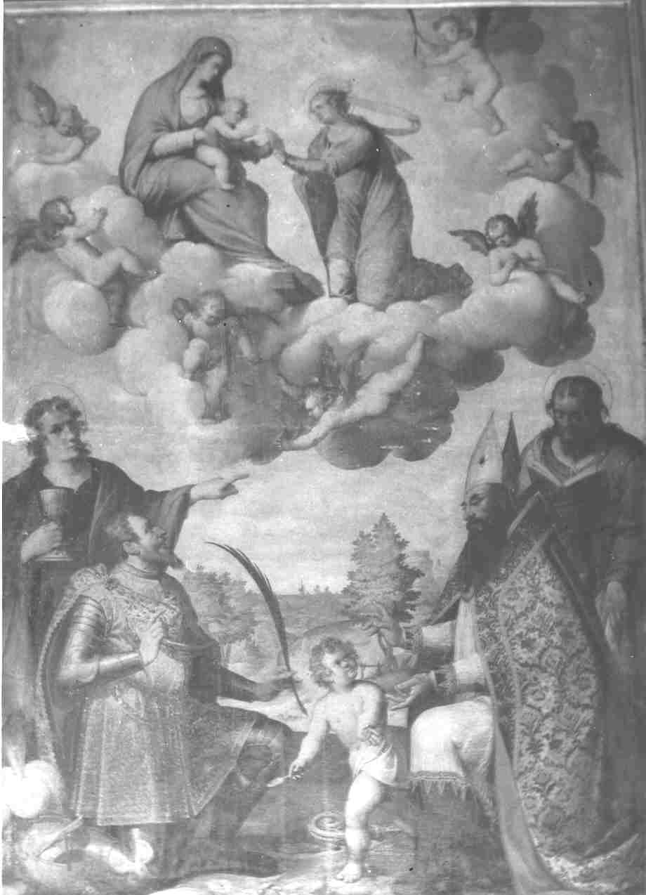 matrimonio mistico di Santa Caterina da Siena e santi (dipinto, opera isolata) di Rossi Gerolamo (seconda metà sec. XVI)