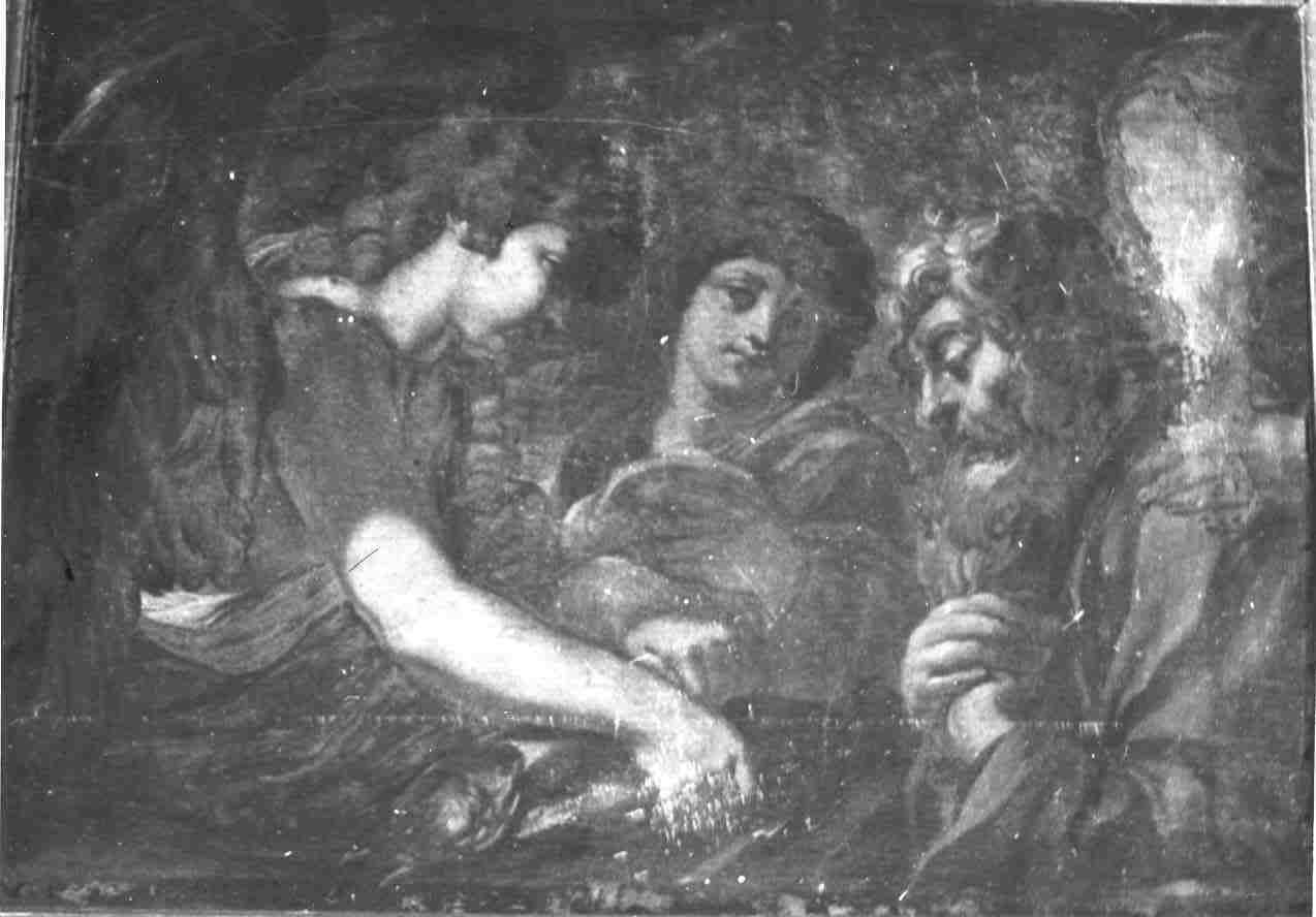 incontro di Tobia e e Tobit con San Raffaele Arcangelo (dipinto, opera isolata) di Ghitti Pompeo (seconda metà sec. XVII)