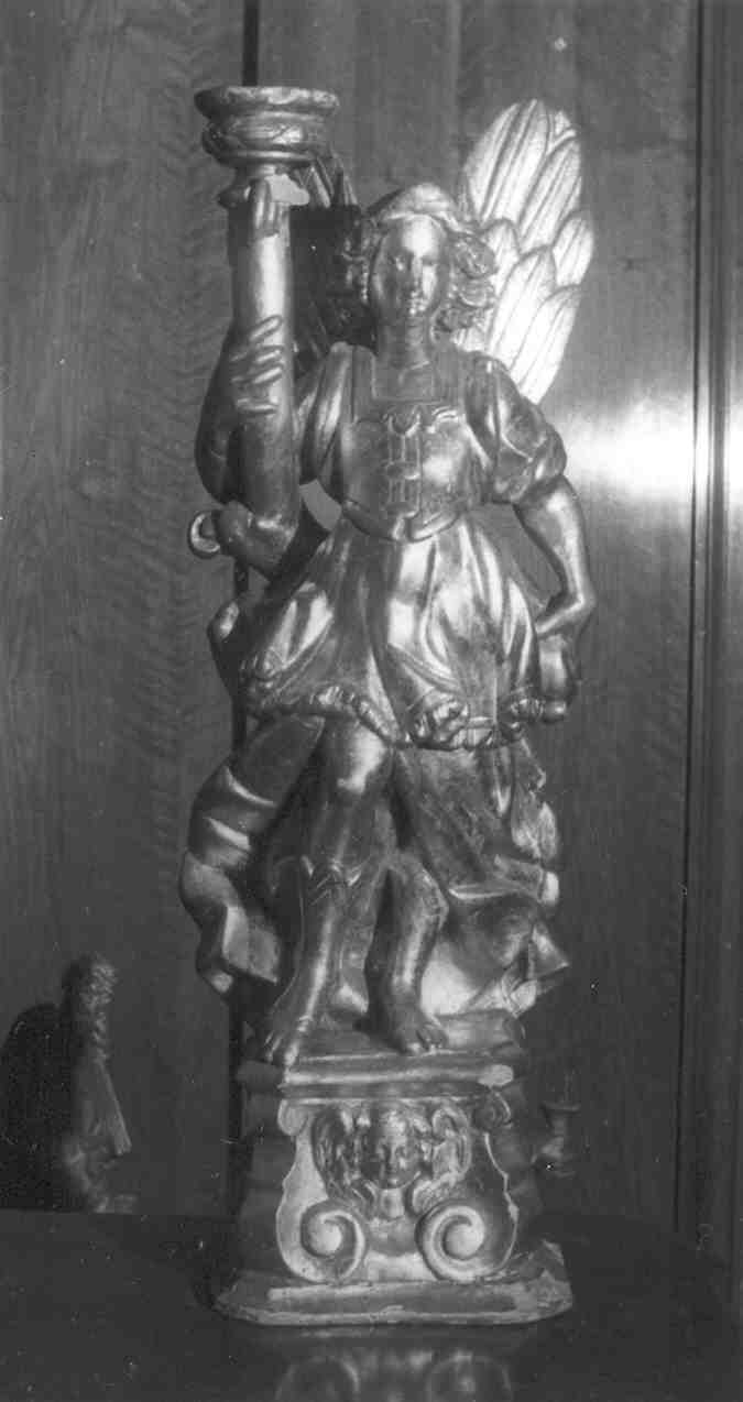 angelo reggicandelabro (candelabro - a statua, pendant) - bottega bresciana (prima metà sec. XVII)