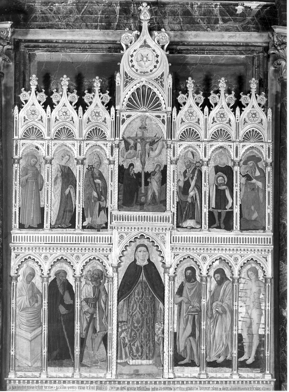 Madonna e santi protettori (polittico, insieme) - ambito italiano (secondo quarto sec. XV)