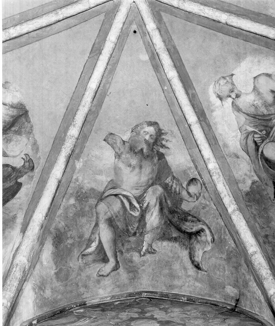 il Redentore; gli Evangelisti e i padri della Chiesa (dipinto, insieme) di Romani Girolamo detto Romanino (attribuito) (sec. XVI)