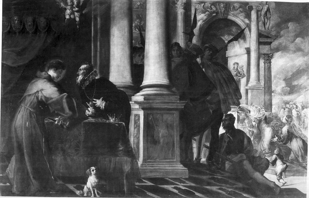 Sant'Antonio da Padova appare ad Ezzellino da Romano (dipinto, opera isolata) di Maffei Francesco (attribuito) (sec. XVII)