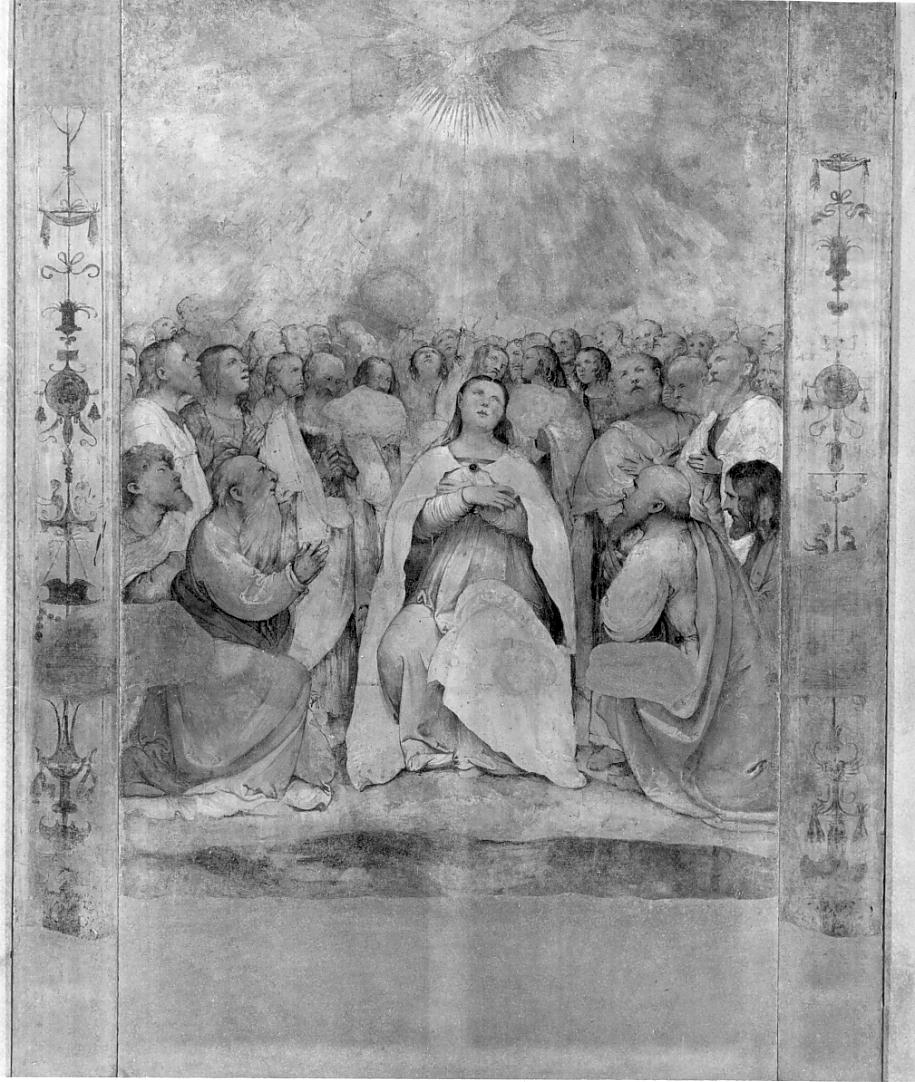 Pentecoste (dipinto, insieme) di Romani Girolamo detto Romanino (attribuito) (sec. XVI)