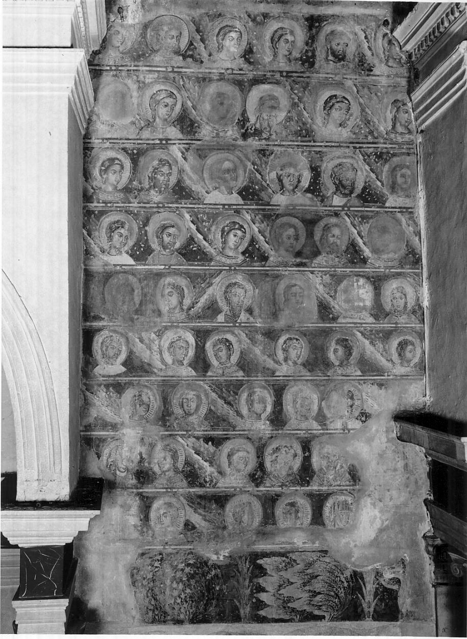 teorie di angeli e santi (dipinto, frammento) - ambito padano (secc. XIII/ XIV)