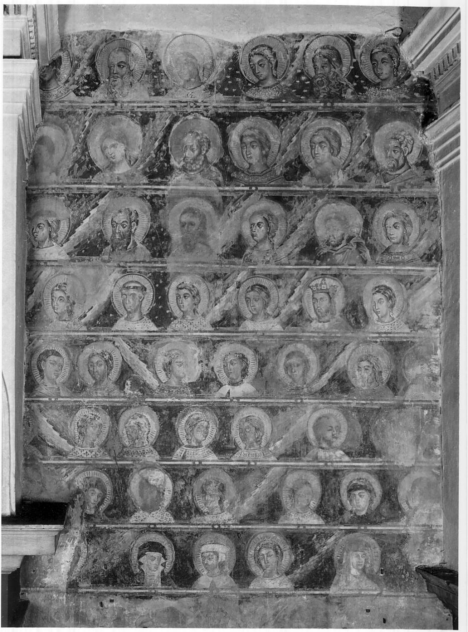 teorie di angeli e santi (dipinto, frammento) - ambito padano (secc. XIII/ XIV)