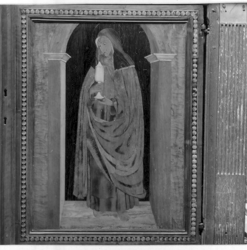 Santa Chiara (decorazione a intarsio, elemento d'insieme) - ambito lombardo (inizio sec. XVI)