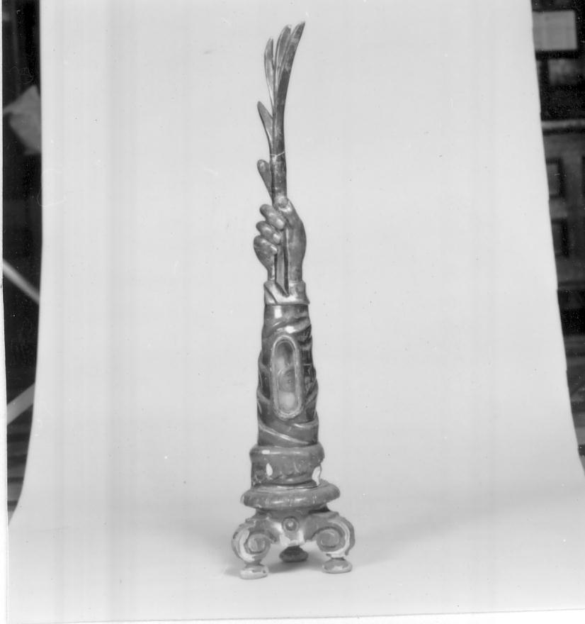 reliquiario antropomorfo - a braccio, opera isolata - ambito bresciano (sec. XVIII)