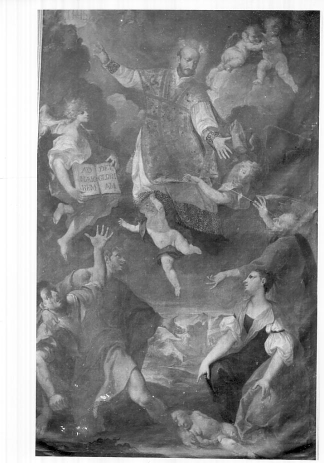 Sant'Ignazio di Loyola in gloria (dipinto, opera isolata) di Tortelli Giuseppe (attribuito) (sec. XVIII)