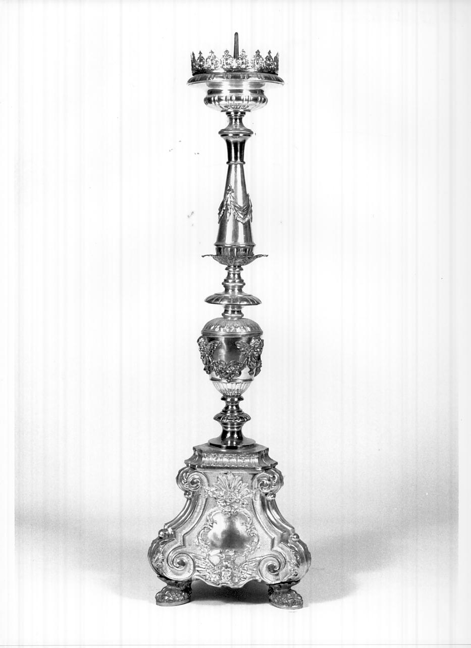 candeliere d'altare, serie - ambito lombardo (prima metà sec. XIX)