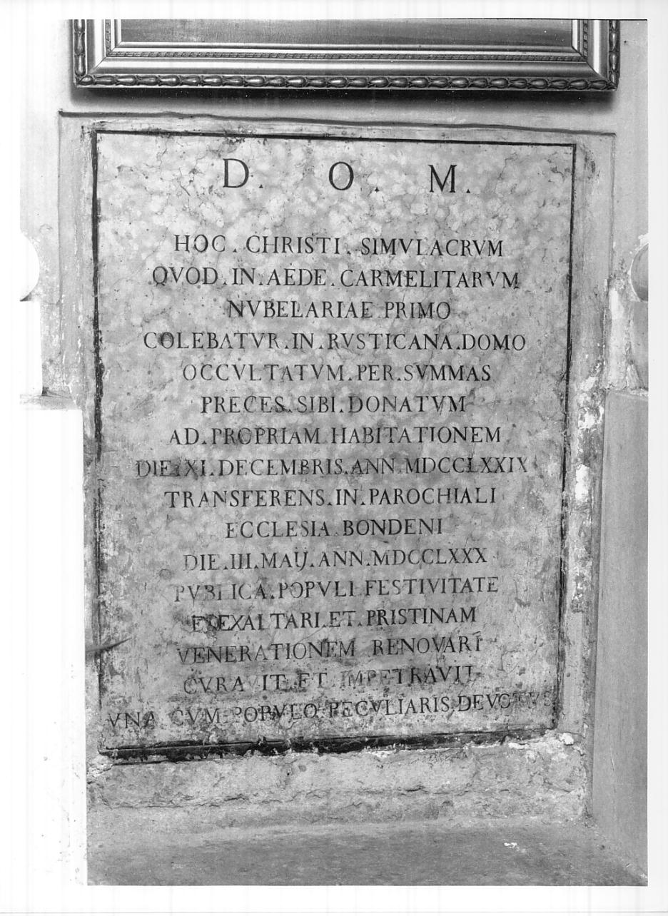 lapide documentaria, opera isolata - ambito mantovano (sec. XVIII)