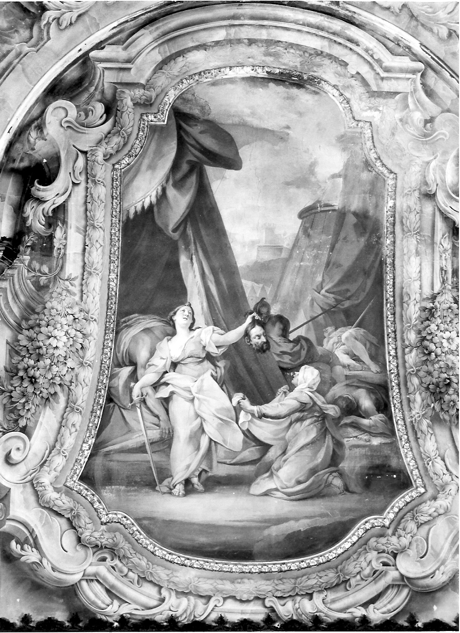 Giuditta e Oloferne/ motivi decorativi (dipinto, elemento d'insieme) di Sassi Giovanni Battista, Cucchi Antonio (sec. XVIII)