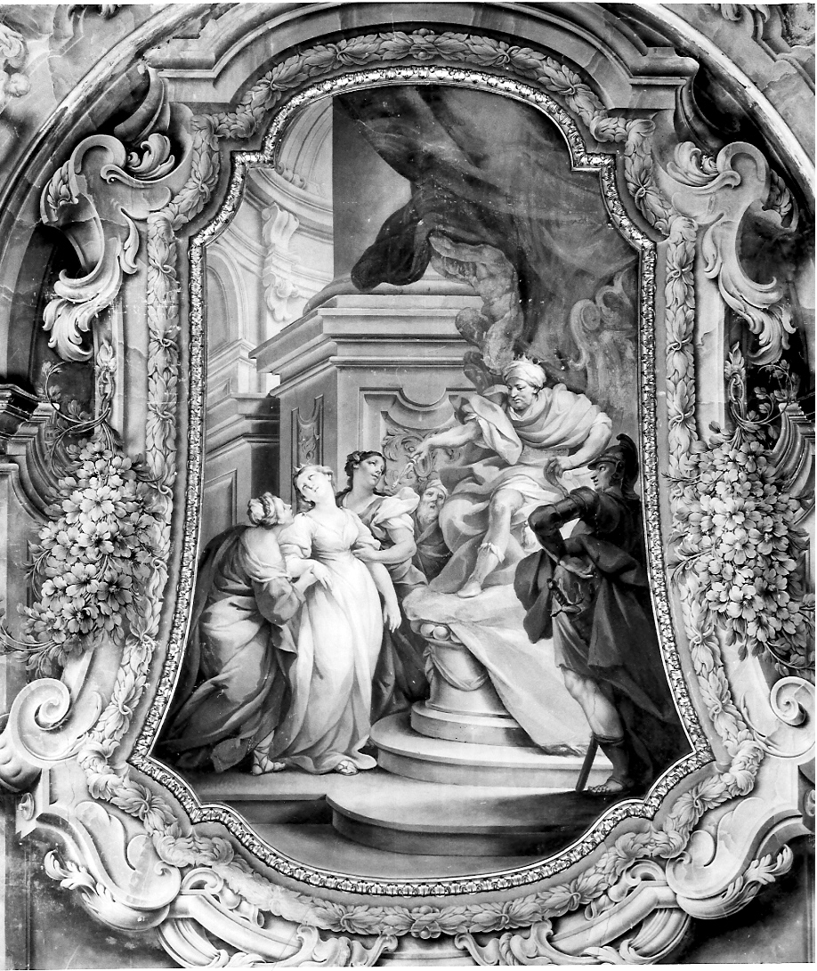 Ester e Assuero e motivi decorativi (dipinto, elemento d'insieme) di Sassi Giovanni Battista, Cucchi Antonio (sec. XVIII)