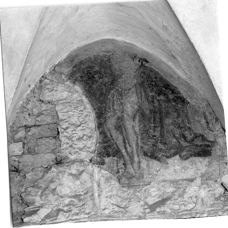 crocifissione (dipinto, frammento) - ambito lombardo (sec. XIV)