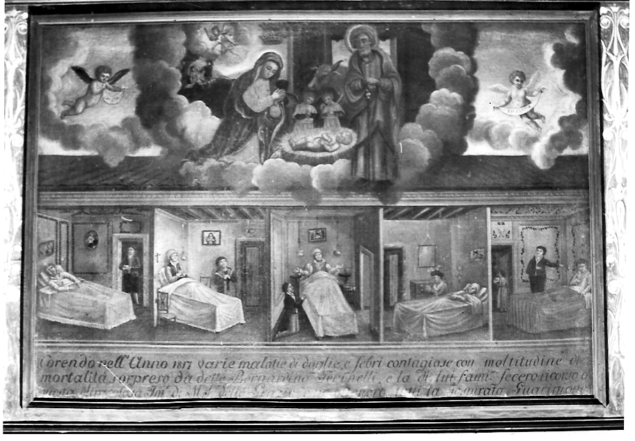 la guarigione di Bernardino Ferinelli e della sua famiglia (ex voto, opera isolata) - ambito bresciano (sec. XIX)