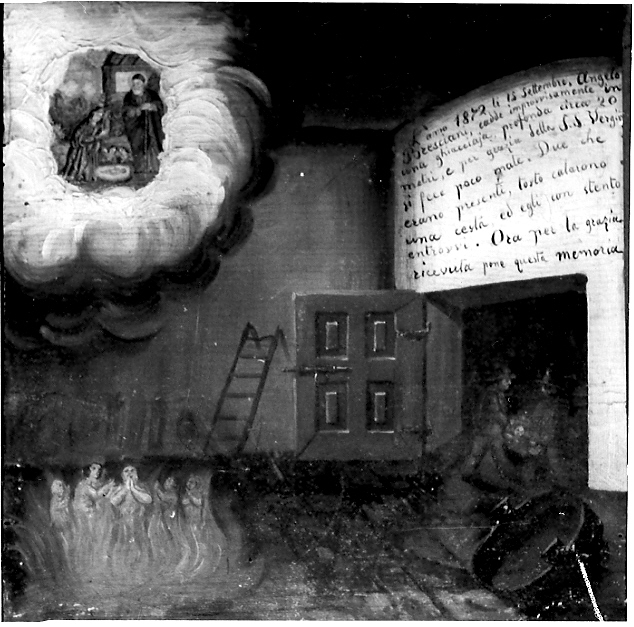 Angelo Bresciani salvato da una cisterna (ex voto, opera isolata) - ambito bresciano (sec. XIX)