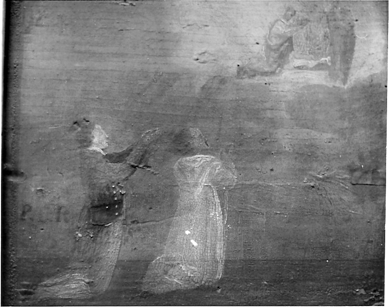 un monaco ed una donna pregano la Madonna delle Grazie (ex voto, opera isolata) - ambito bresciano (prima metà sec. XIX)