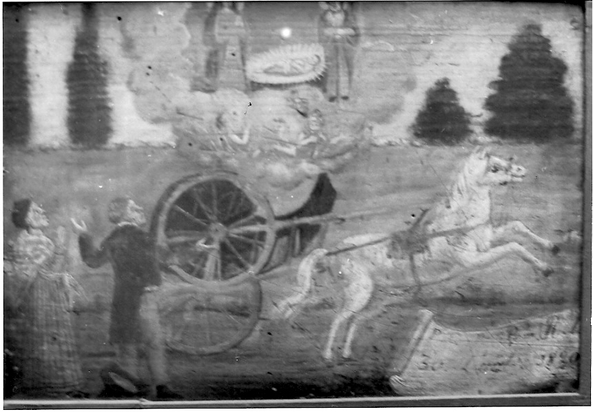 miracolo di due persone salvate dall'incidente col carretto (ex voto, opera isolata) - ambito bresciano (sec. XIX)