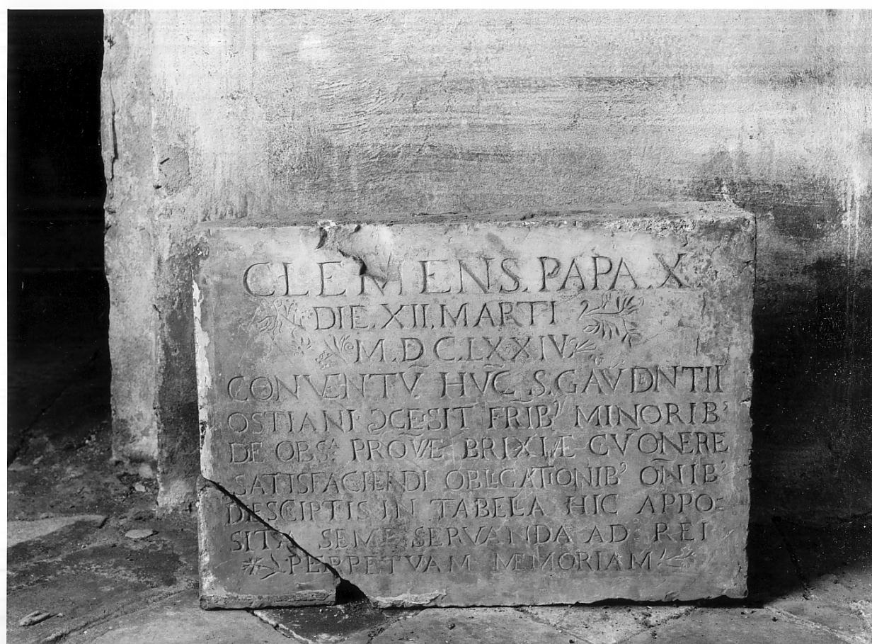 lapide, opera isolata - ambito cremonese (seconda metà sec. XVII)