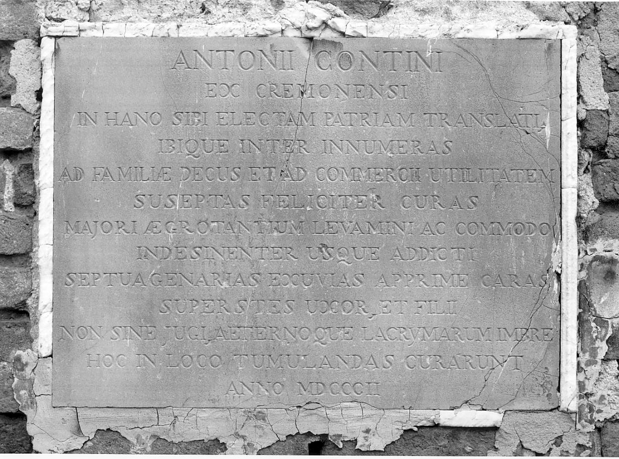 lapide tombale, opera isolata - ambito ostianese (sec. XIX)