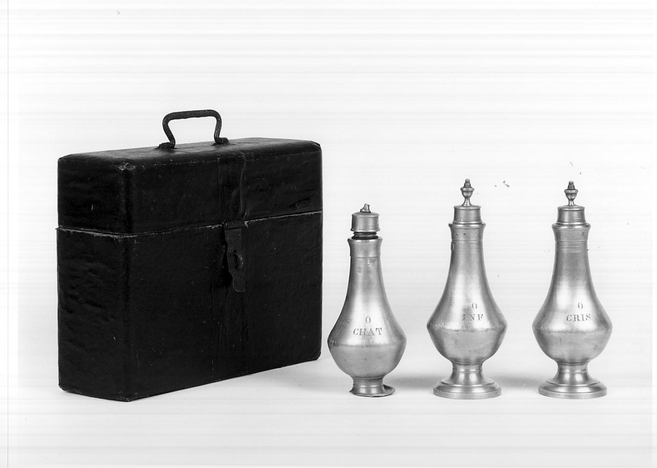 vasetti per oli santi, insieme - ambito lombardo (seconda metà sec. XIX)