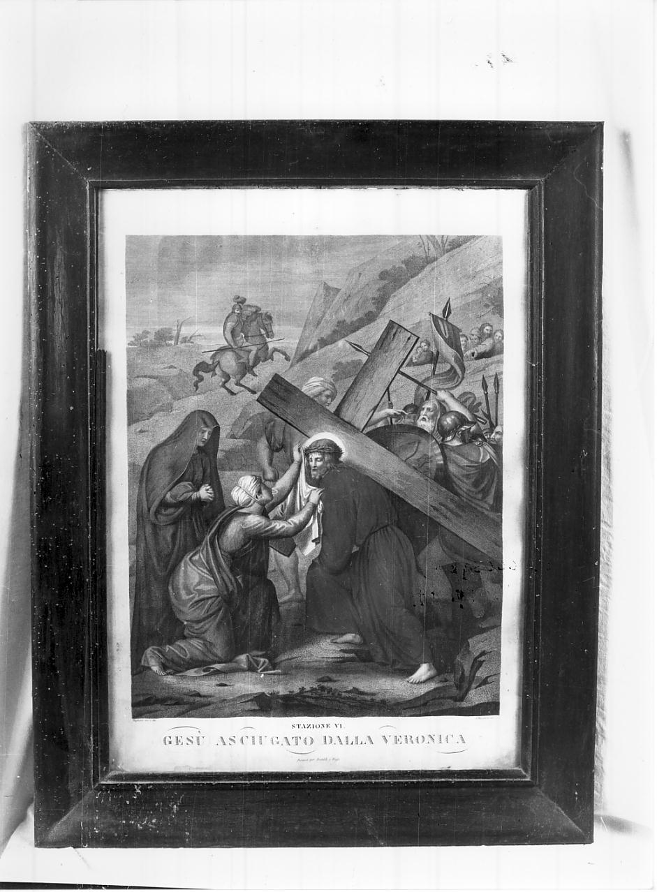 stazione VI: Gesù asciugato dalla Veronica (stampa, elemento d'insieme) di Botelli, Tagliani Luigi, Morghen Antonio detto Tenente (seconda metà sec. XIX)