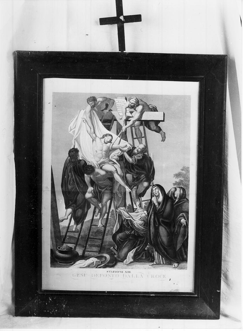 stazione XIII: Gesù deposto dalla croce (stampa, elemento d'insieme) di Le Brun Charles, Scotti Luigi, Migliavacca Innocenzo, Morghen Raffaello, Botelli (seconda metà sec. XIX)