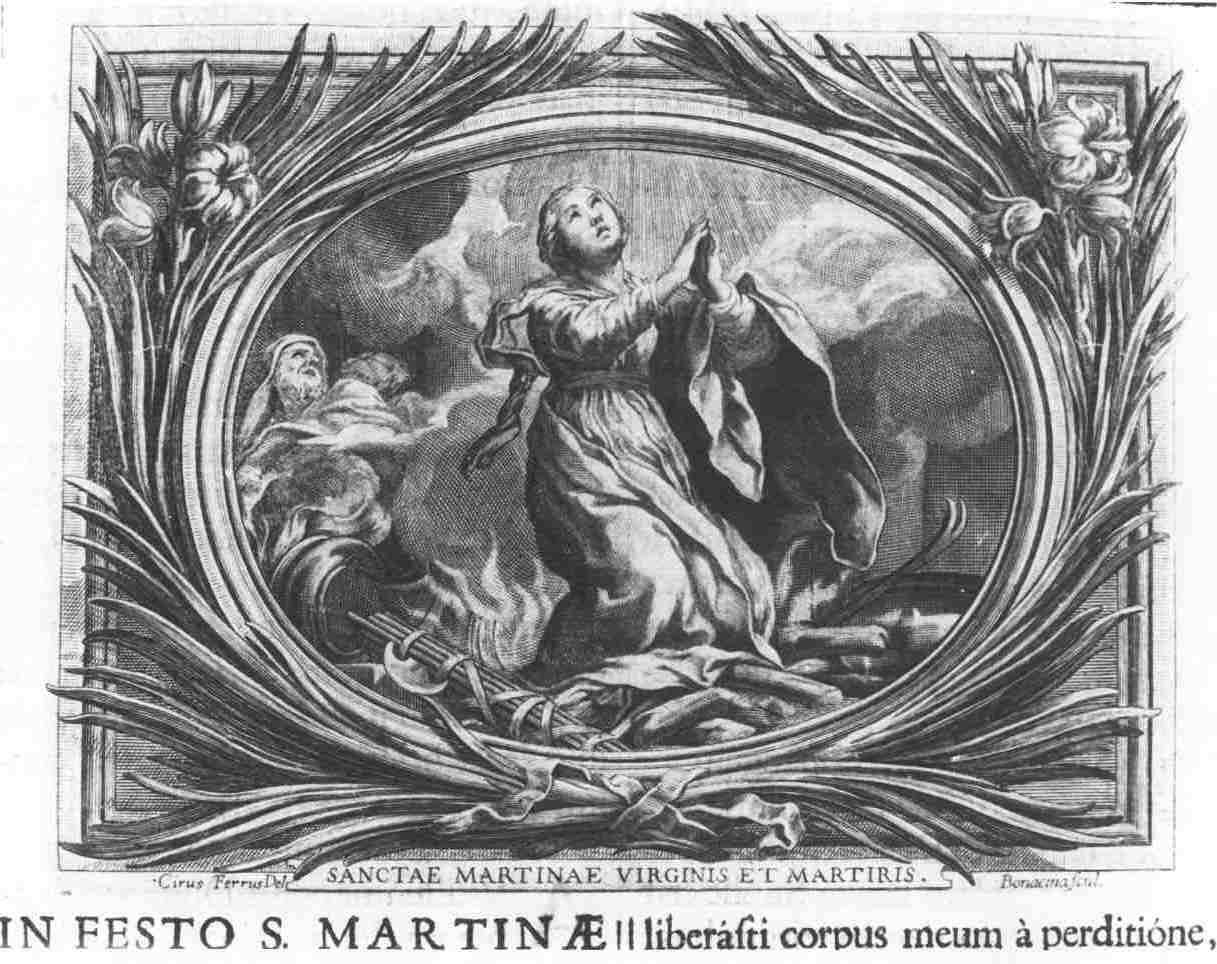 martirio di Santa Martina (stampa) di Bonacina Giovanni Battista (sec. XVII)