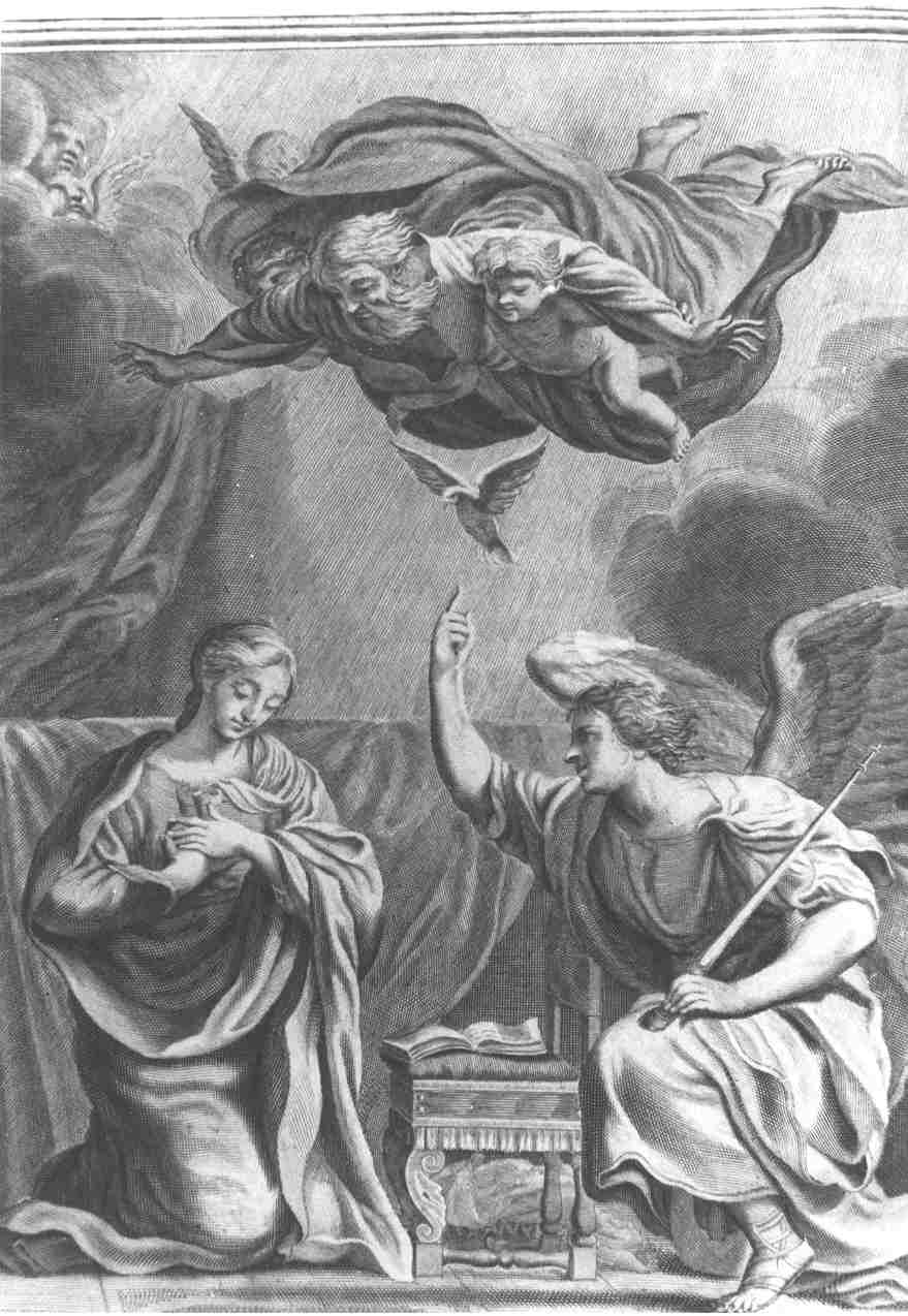 Annunciazione/ resurrezione di Cristo (stampa) di Thiboust Benoit (sec. XVIII)