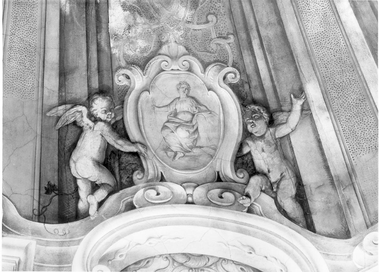 Angioletti reggenti un tondo/ figure allegoriche (dipinto, elemento d'insieme) di Vernasaal Luigi (sec. XVIII)