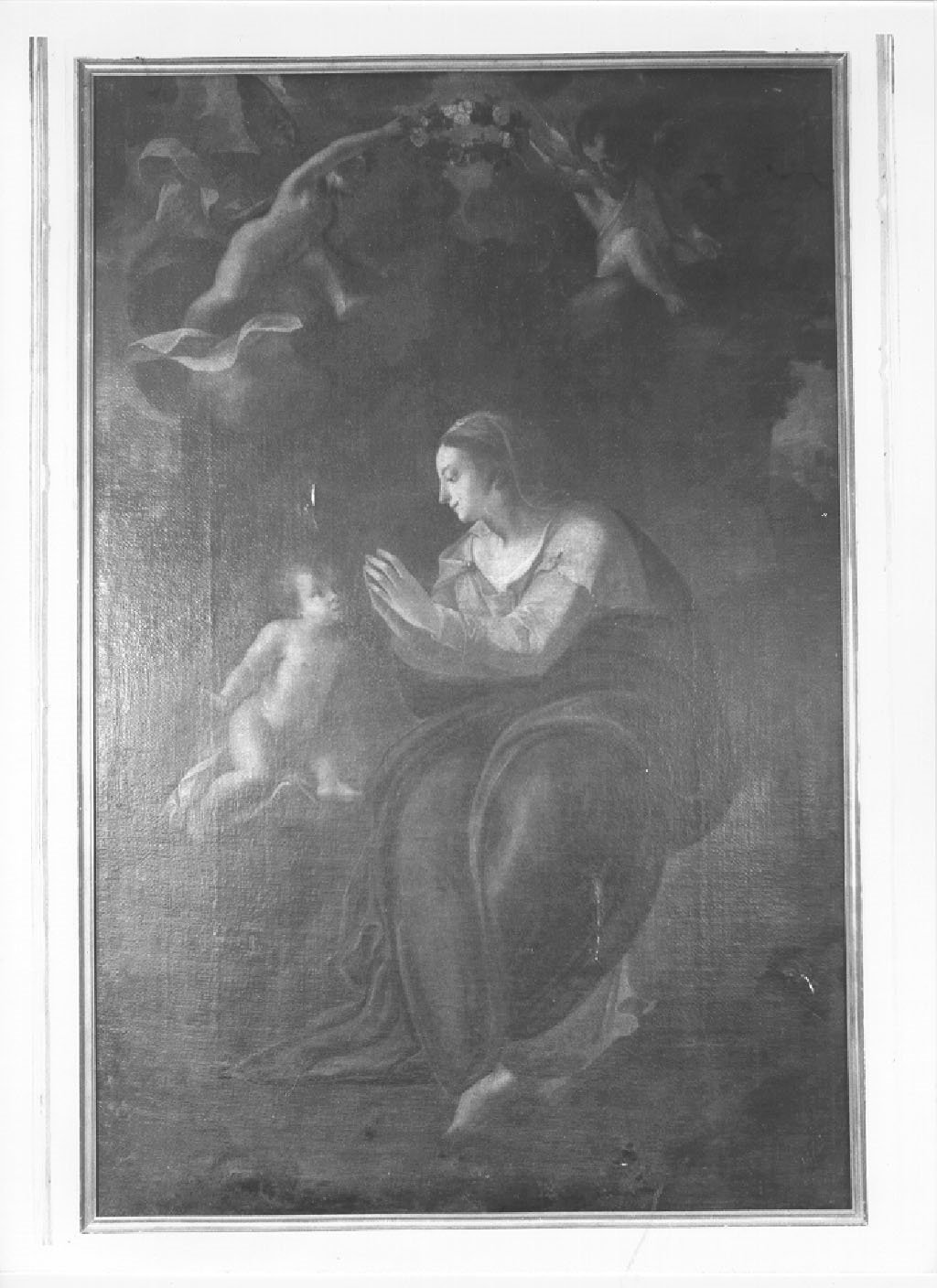 Madonna della Ghiara (o di Reggio), Madonna in adorazione del Bambino Gesù (dipinto, opera isolata) di Borgani Francesco (primo quarto sec. XVII)