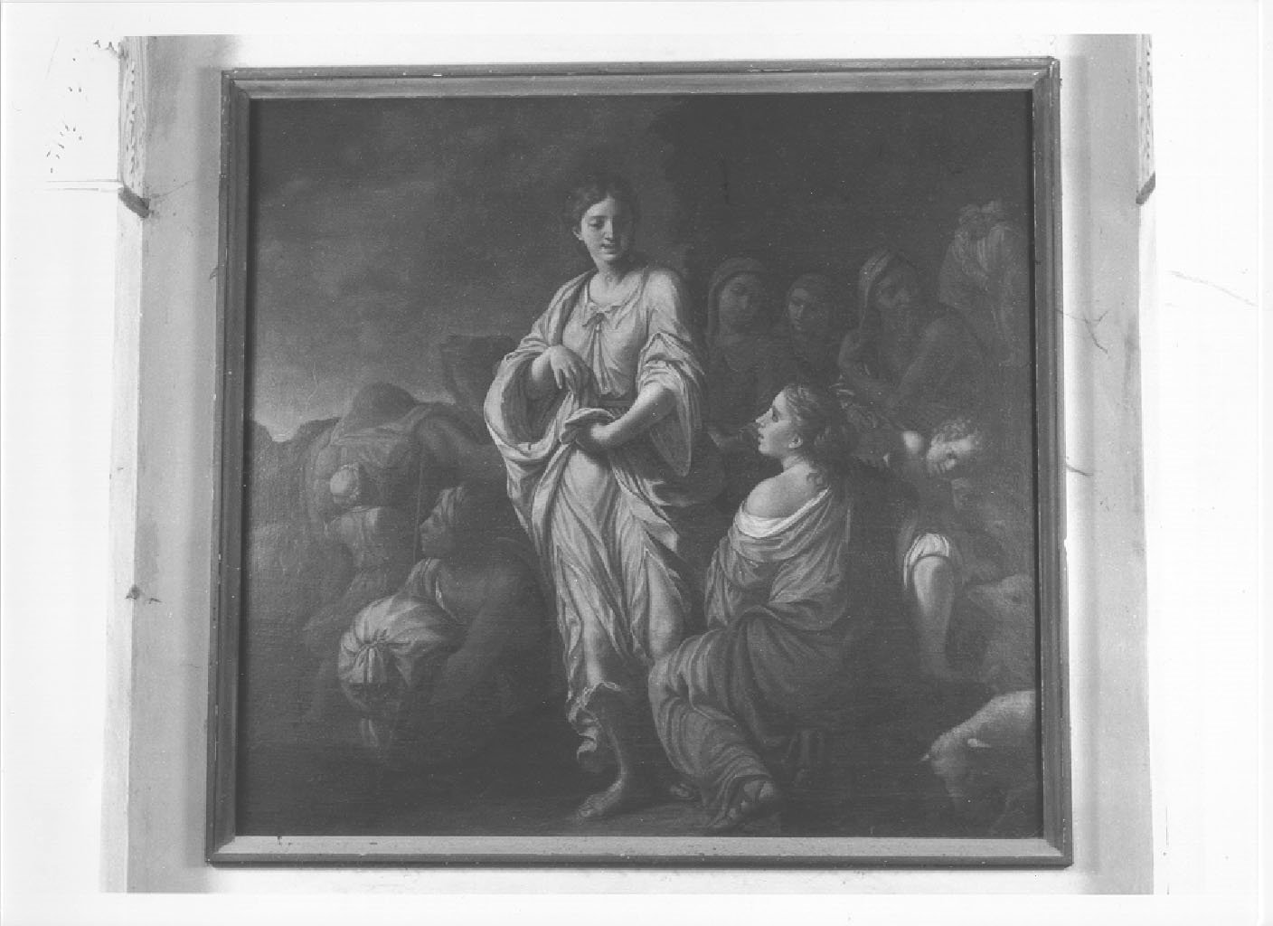 Scena biblica (Partenza di Rebecca ?) (dipinto, opera isolata) - ambito mantovano (seconda metà sec. XVIII)